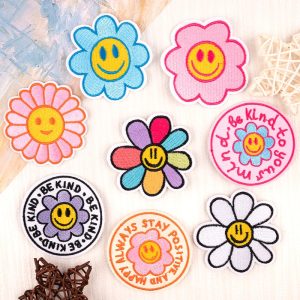 Colorful Smile Flower Emblem Iron On Patches