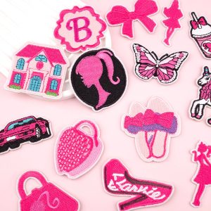 Kawaii Barbie Embroidery Pink Iron on Patches