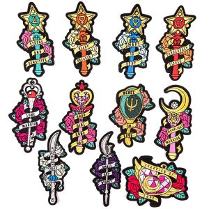 Large Embroidery Cartoon Sailor Sun Moon Iron On Patches